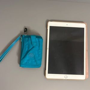 Kipling Turquoise Blue Multi-pocket Folded Zipped Wallet